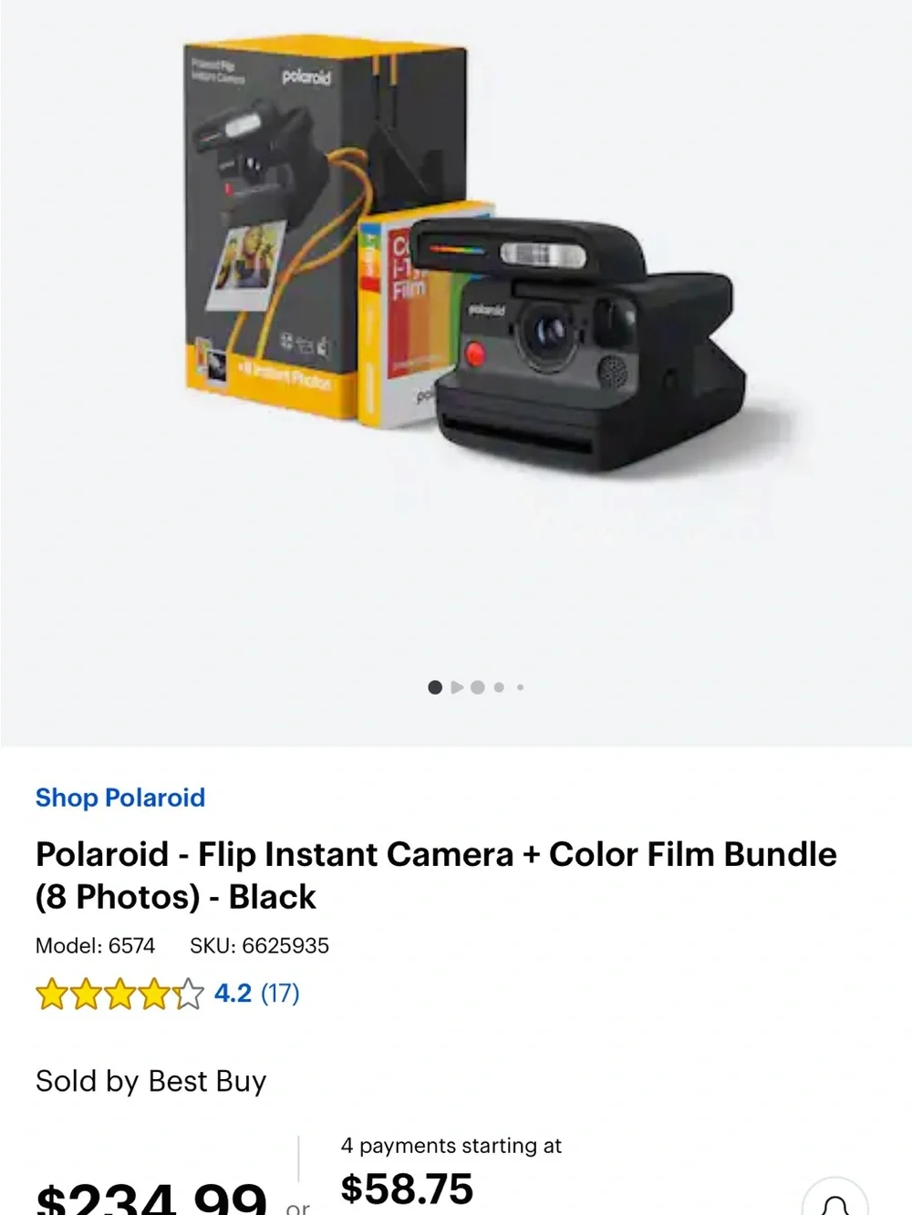 Polaroid Flip Instant Camera in Black - Polaroid + 8 Instant Photos